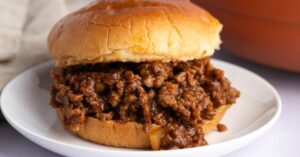 Meaty Sloppy Joes with Ground Beef and Onions in a Bun
