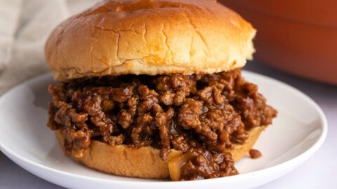 Meaty Sloppy Joes with Ground Beef and Onions in a Bun