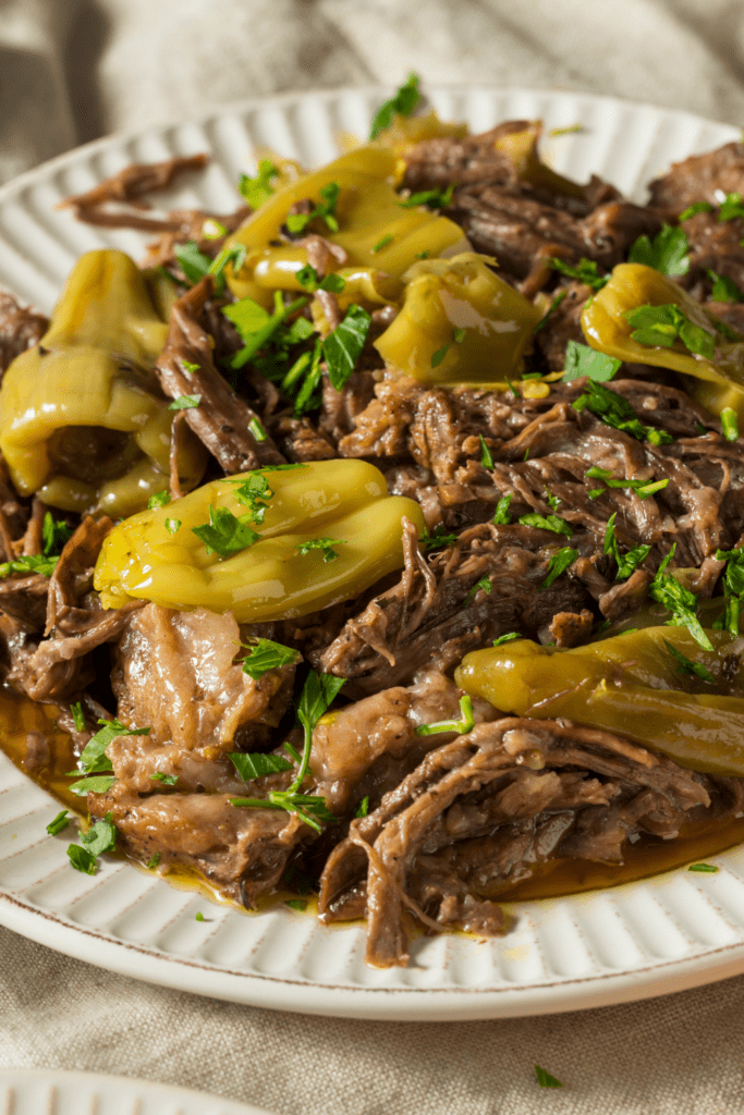 Roasted Mississippi Pot Roast with Peppers and Potatoes