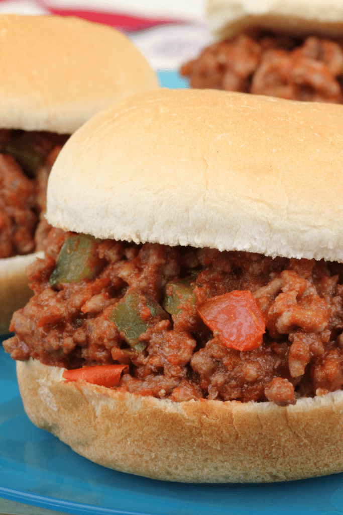 Sloppy Joe Sandwich with Diced Bell Peppers and Tomatoes