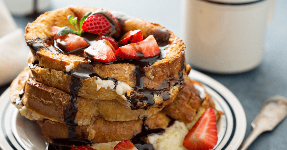 Stacks of French Toast with Strawberry Toppings