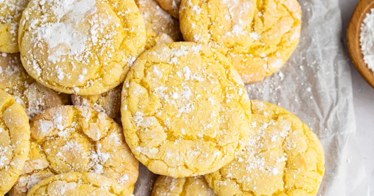 Sweet Homemade Lemon Cake Mix Cookies with Powdered Sugar