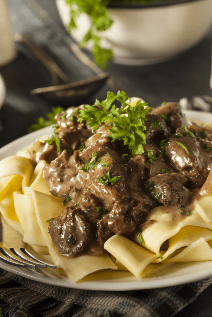 Beef Stroganoff with Mushrooms and Noodles