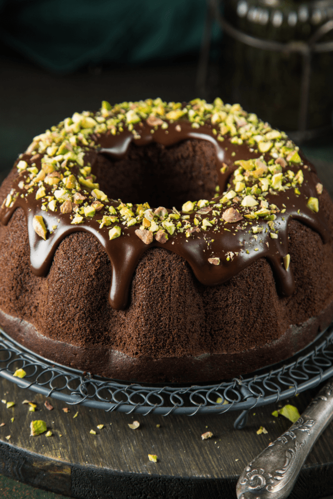 Homemade Chocolate Cake with Chocolate Glaze and Nuts