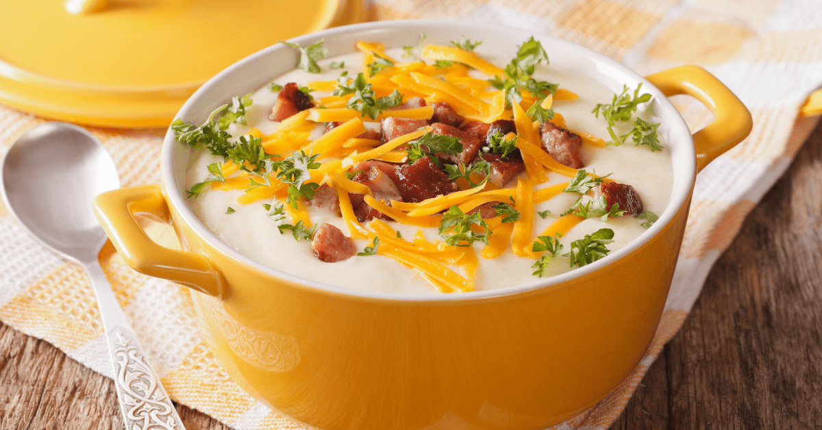 Cream Potato Soup with Bacon and Cheddar Cheese