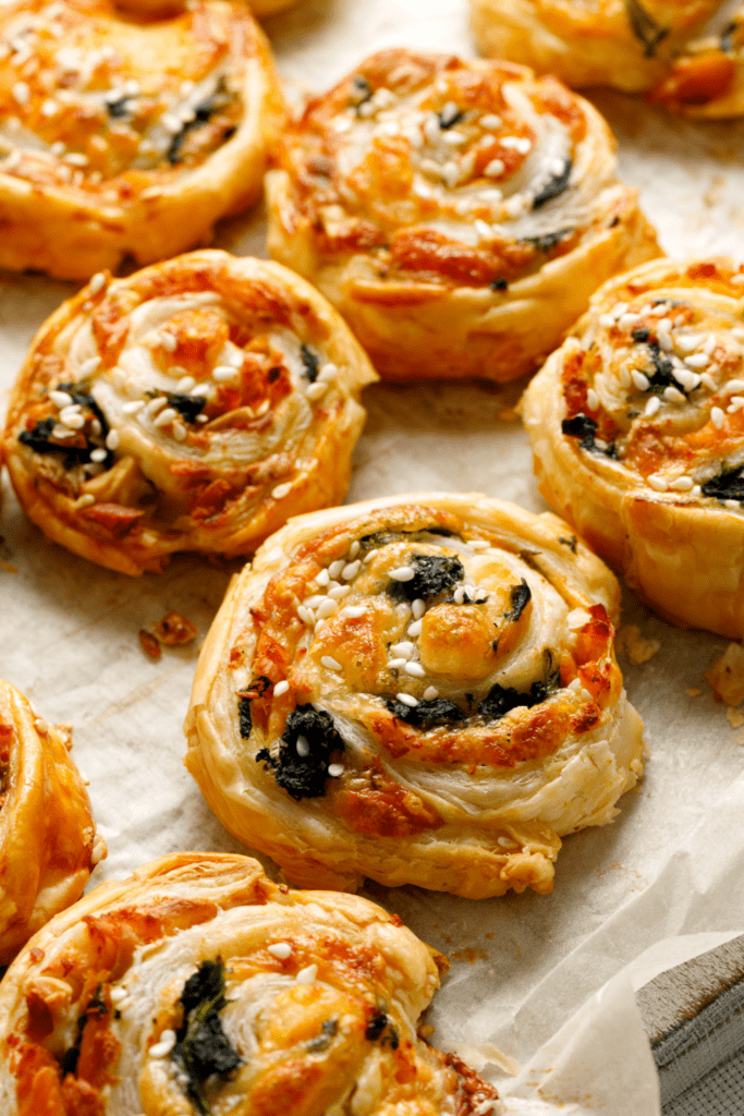 French Pastry Pinwheels with Cheese and Spinach