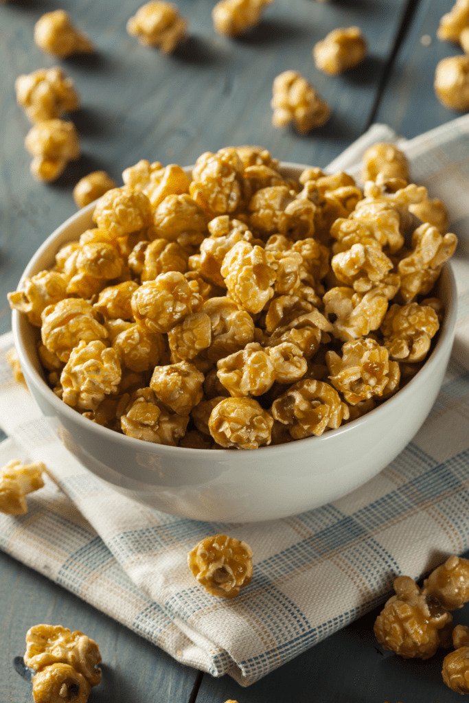 Homemade Caramel Popcorn in a Bowl