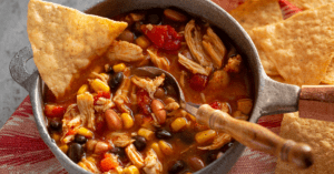 Homemade Chicken Tortilla Soup with Tacos and Beans
