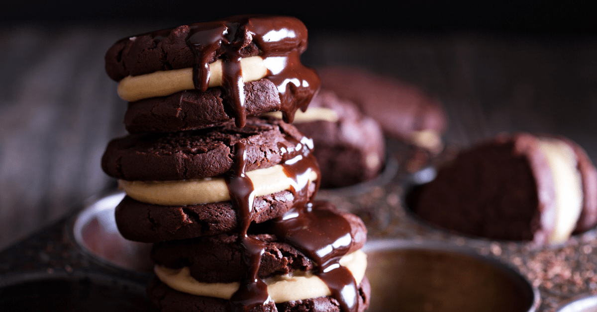 Homemade Chocolate Brownie Cookies with Peanut Butter Filling