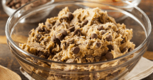 Homemade Chocolate Chip Cookie Dough in a Glass Bowl