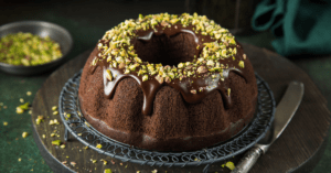 Homemade Chocolate Glazed Bundt Cake with Nuts