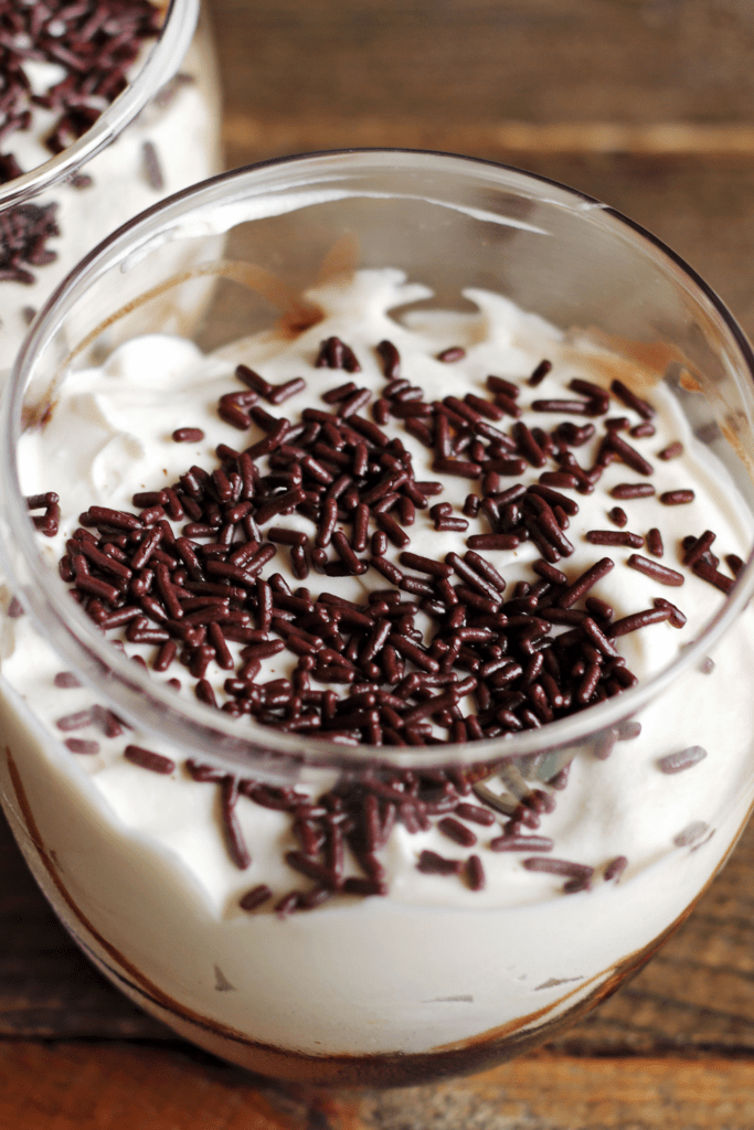 Homemade White Chocolate Mousse with Chocolate Sprinkles
