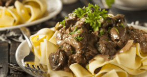 Homemade Beef Stroganoff with Noodles and Mushrooms