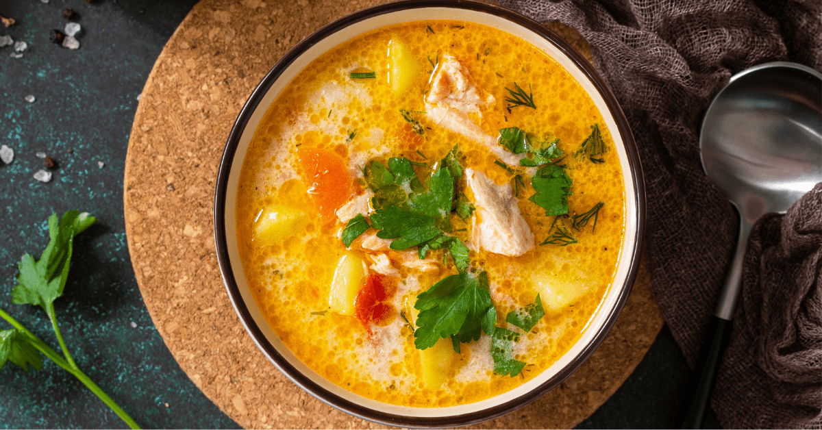 Norwegian Soup with Cream and Salmon