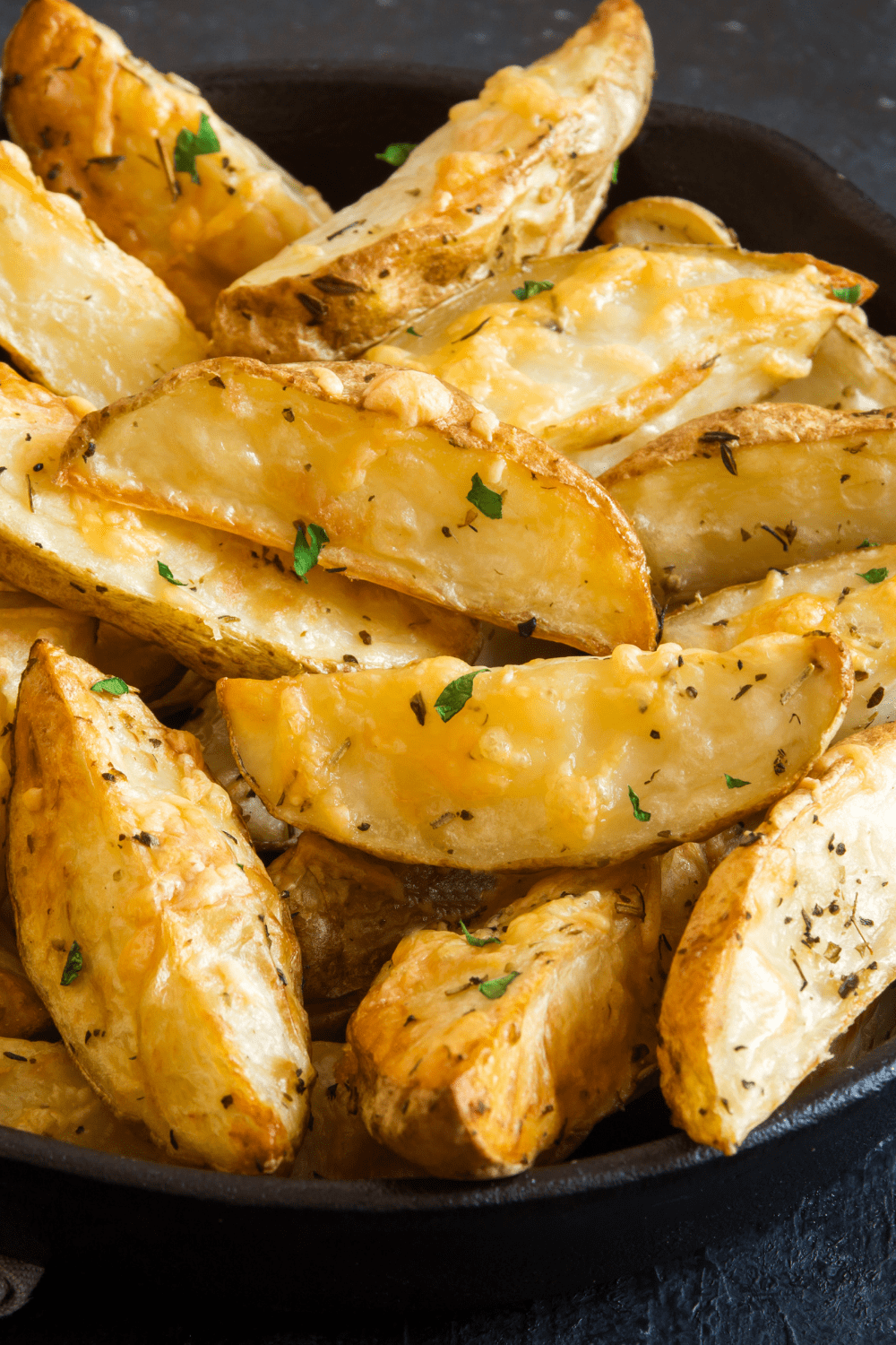 Oven Baked Potato Wedges in a Skillet