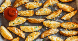 Oven Baked Potato Wedges with Ketchup