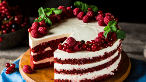 Red Velvet Cake with Raspberries