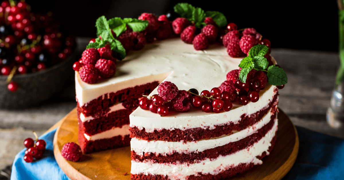 Red Velvet Cake with Raspberries