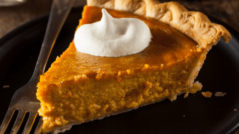 Slice of Pumpkin Pie with Whipped Cream