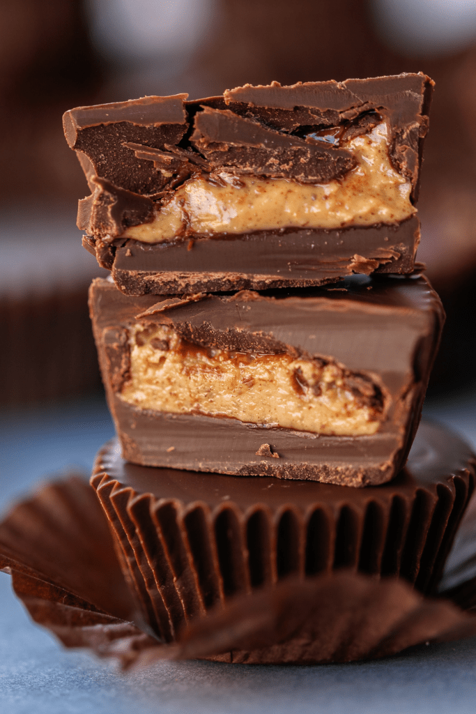 Stacks of Homemade Peanut Butter Cups
