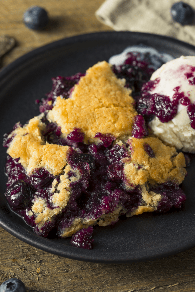 Sweet Blueberry Cobbler with Ice Cream