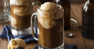 Tasty Homemade Root Beer Float with Vanilla Ice Cream
