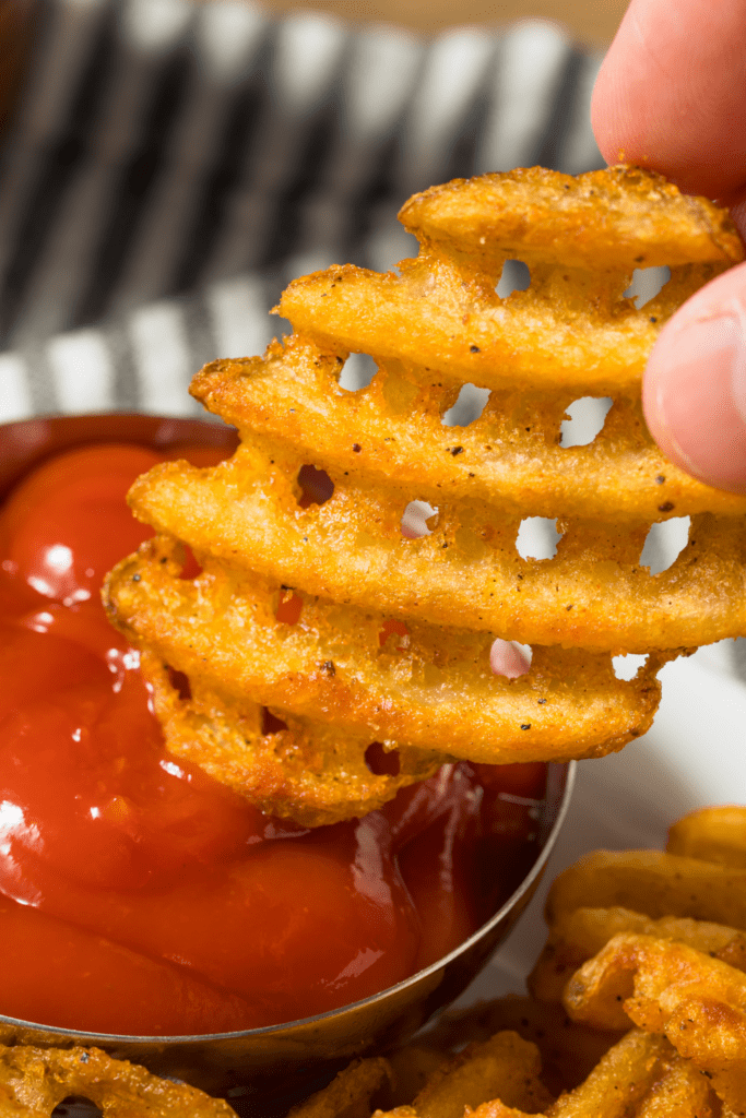 Waffle French Fries Dipped in a Homemade Ketchup