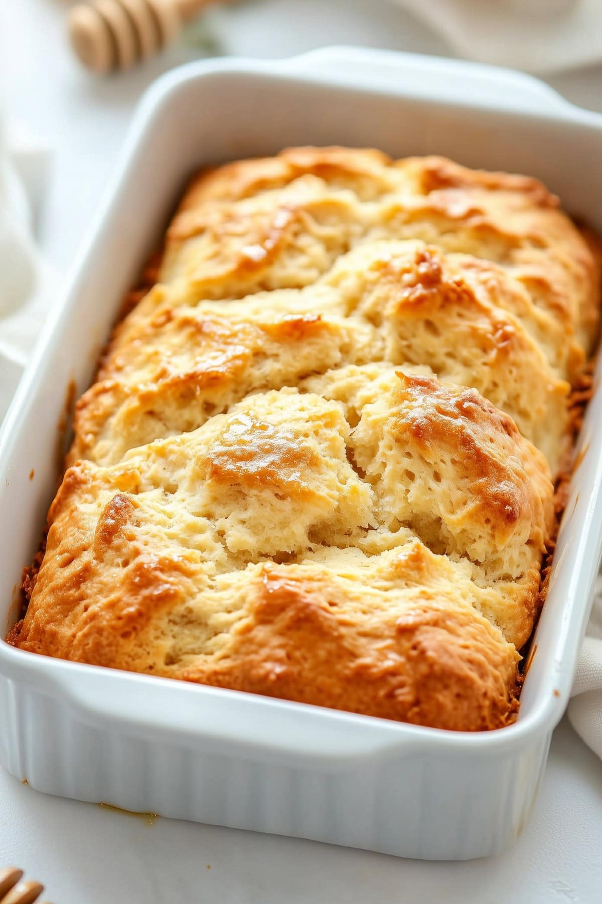 Honey Beer Bread in a loaf pan, top view - 6