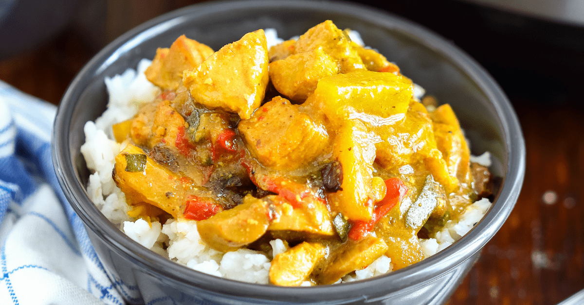 Chicken Curry and Rice in a Bowl
