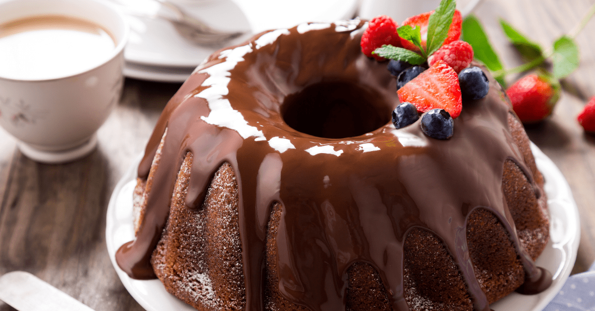 Chocolate Bundt Cake with Chocolate Glaze and Berrries