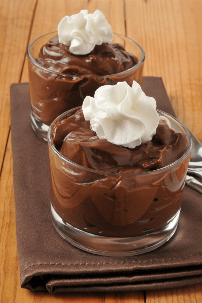 Chocolate Cornstarch Pudding with Whipped Cream