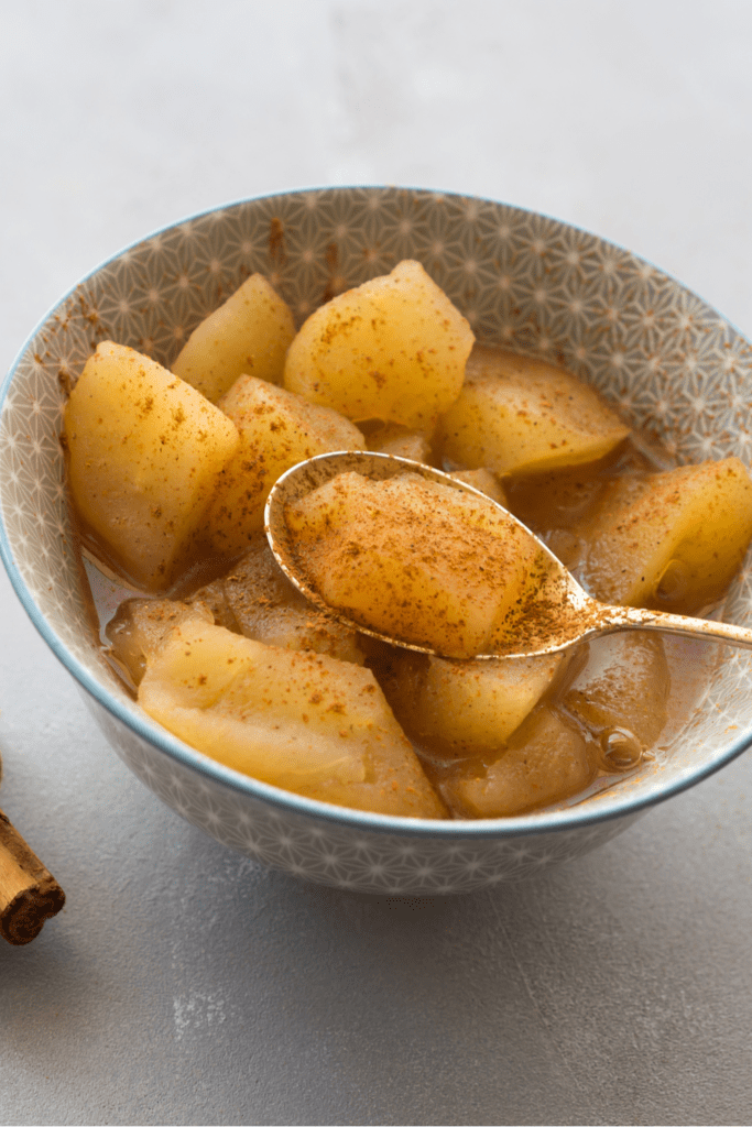 Fried Apples with Cinnamon in a Bowl