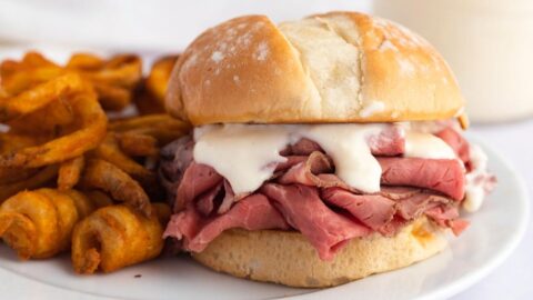 Ham Sandwich with Fries and Arby's Horsey Sauce