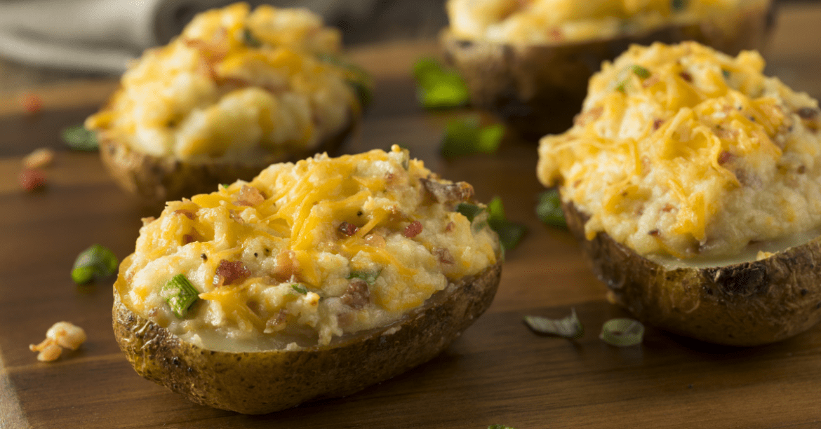 Homemade Baked Potatoes with Cheese and Bacon