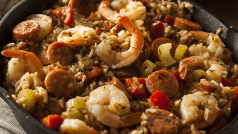 Homemade Cajun Jambalaya with Sausage and Shrimp