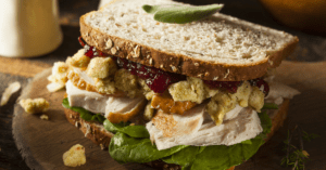 Homemade Leftover Turkey Sandwich with Cranberries