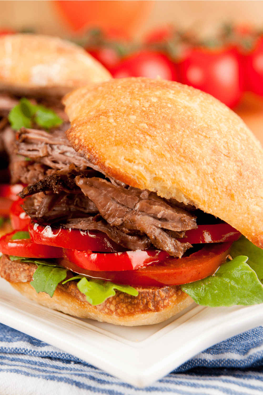 Homemade Pulled Roast Beef Slider Sandwiches with Bell Peppers