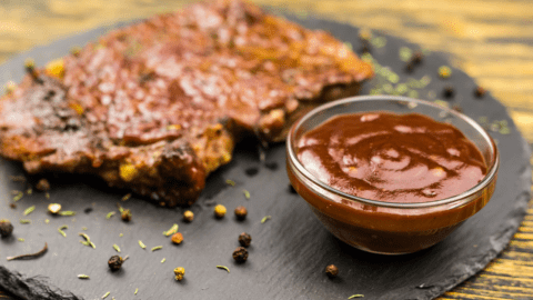 Homemade Steak Sauce with Grilled Beef Steak