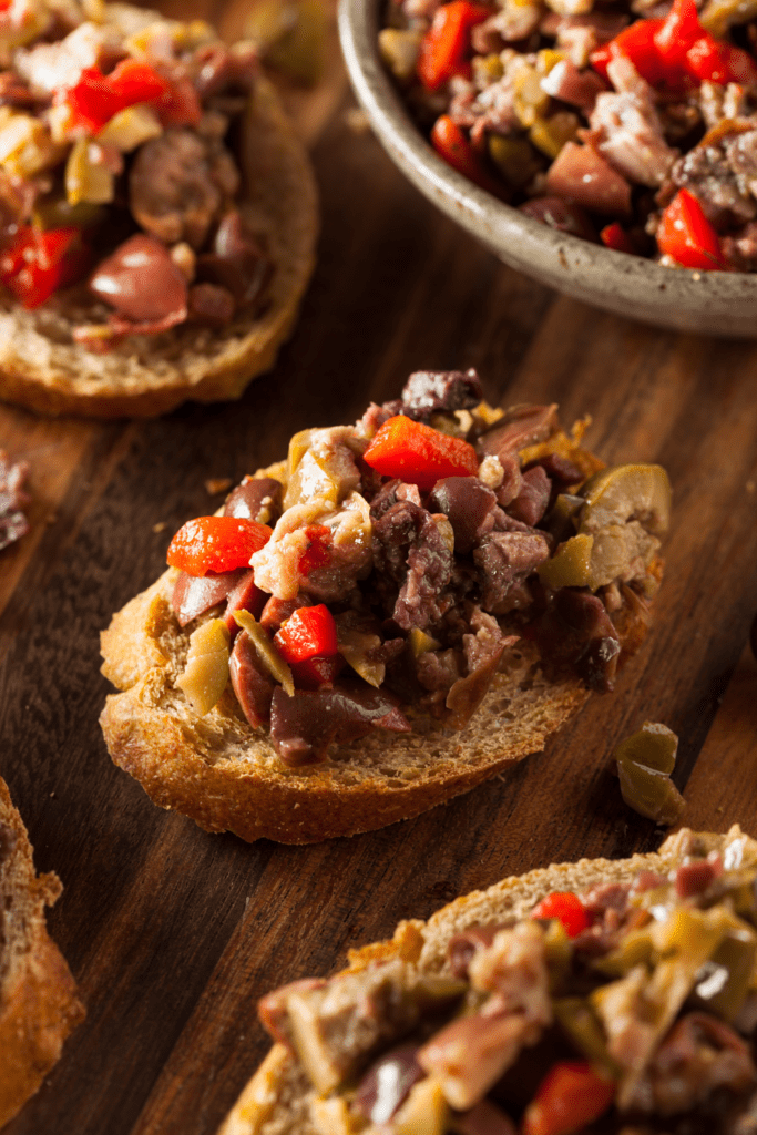 Olive Tapenade on Whole Wheat Crostini