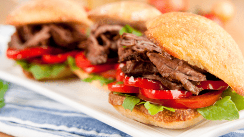 Pulled Roast Beef Slider Sandwiches with Bell Peppers