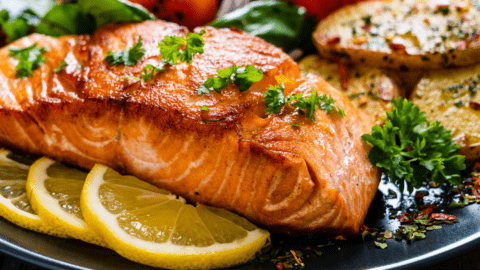 Salmon Steak with Herbs and Lemons