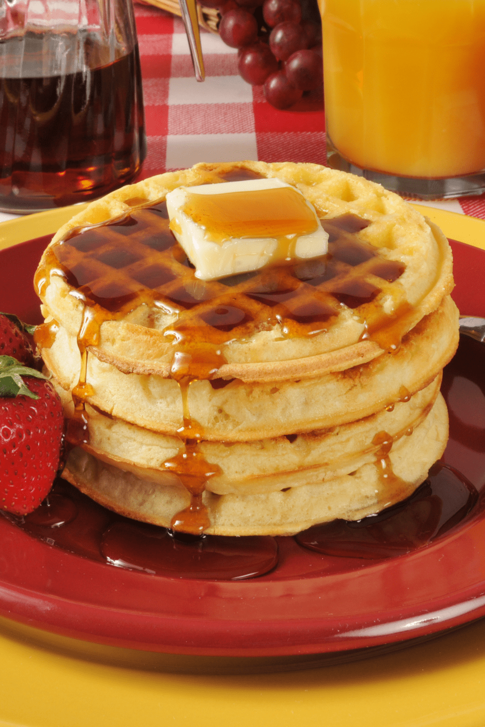Buttermilk Waffles with Butter and Maple Syrup