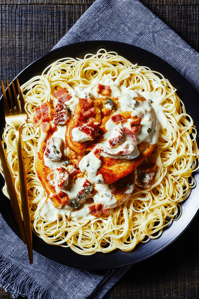 Marry Me Chicken served over pasta