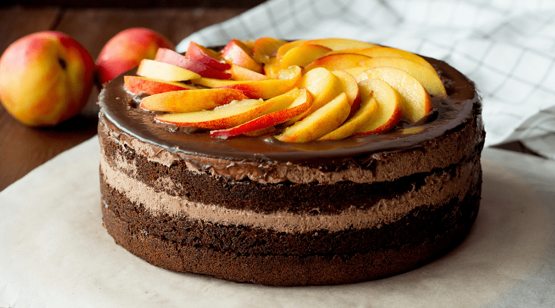 Chocolate Cake Topped with Nectarines