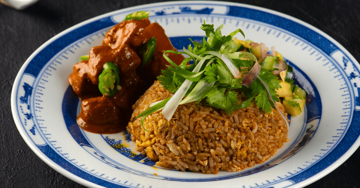 Homemade Malaysian Chicken Rendang with Biryani Rice