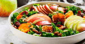 Homemade Winter Salad with Apple, Cranberries and Pumpkin