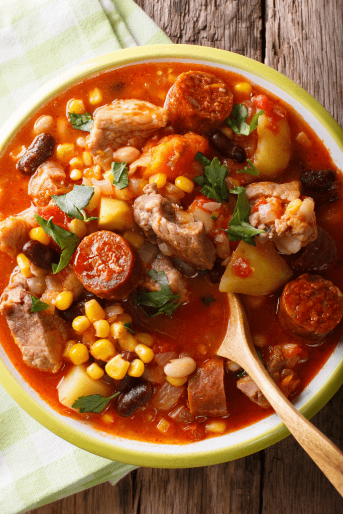 Meat Stew with Corn, Beans and Vegetables