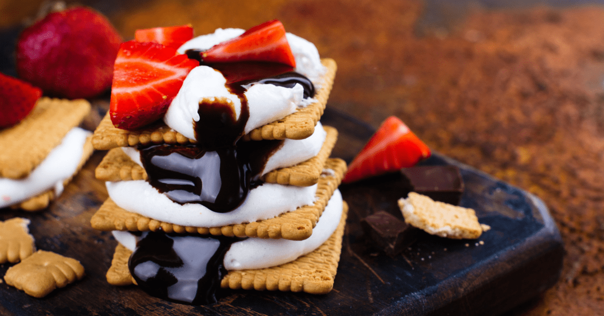 S'mores Cookies with Marshmallows and Strawberries