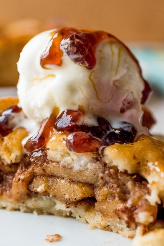 Apple Pie with Ice Cream and Syrup