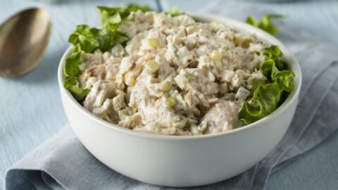 Bowl of Chicken Salad with Lettuce